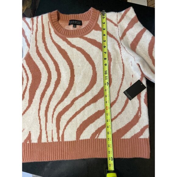 Eloquii NWT Brown White Squared Shoulder Crew Neck Pullover Sweater Sz 14 - Picture 11 of 12